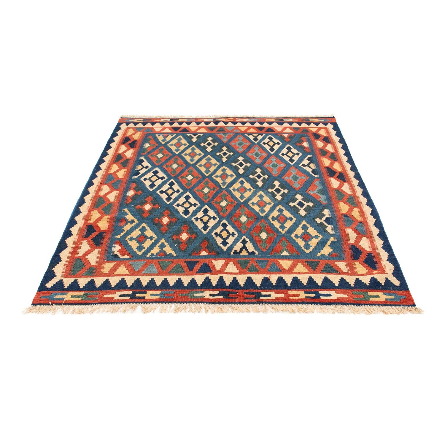 Kelim-tæppe - orientalsk - 174 x 148 cm - blå