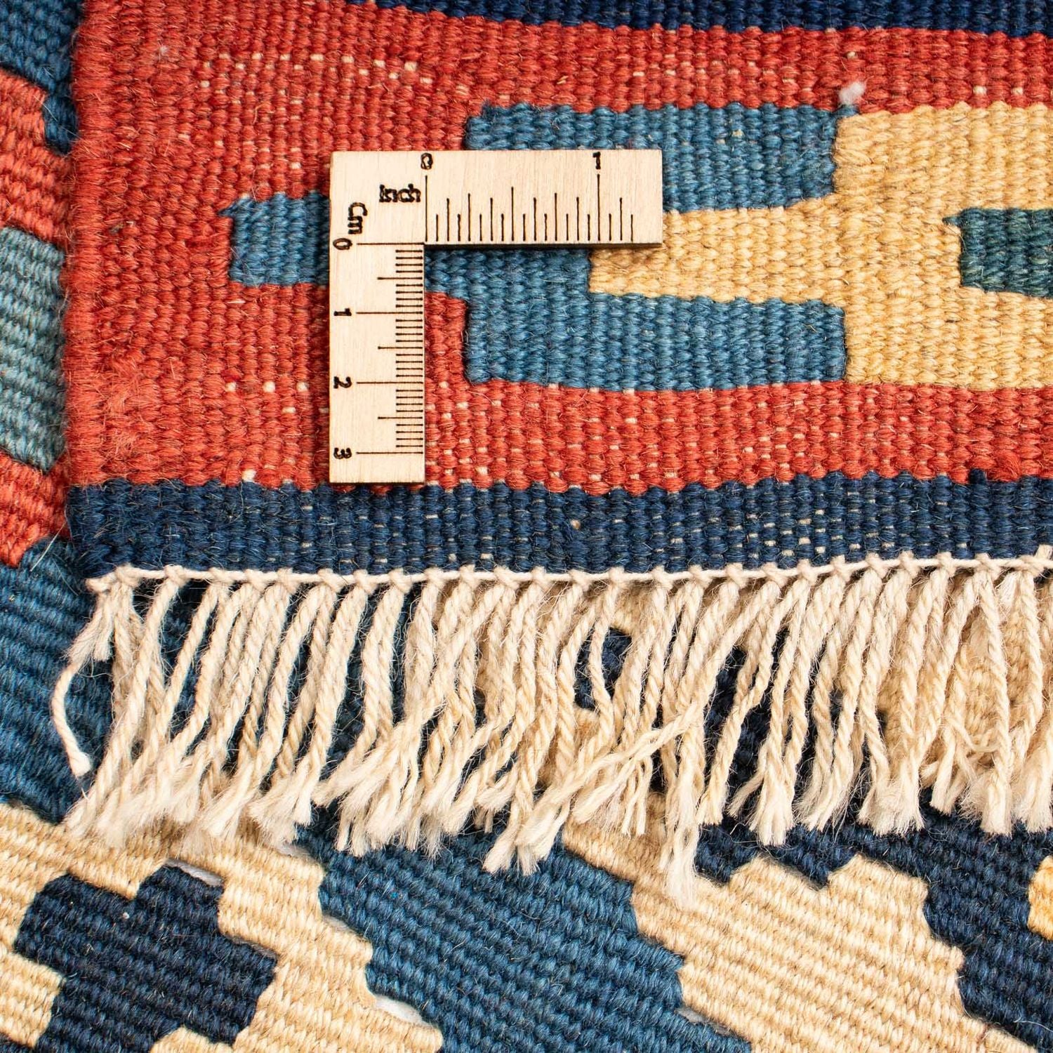 Kelim-tæppe - orientalsk - 174 x 148 cm - blå