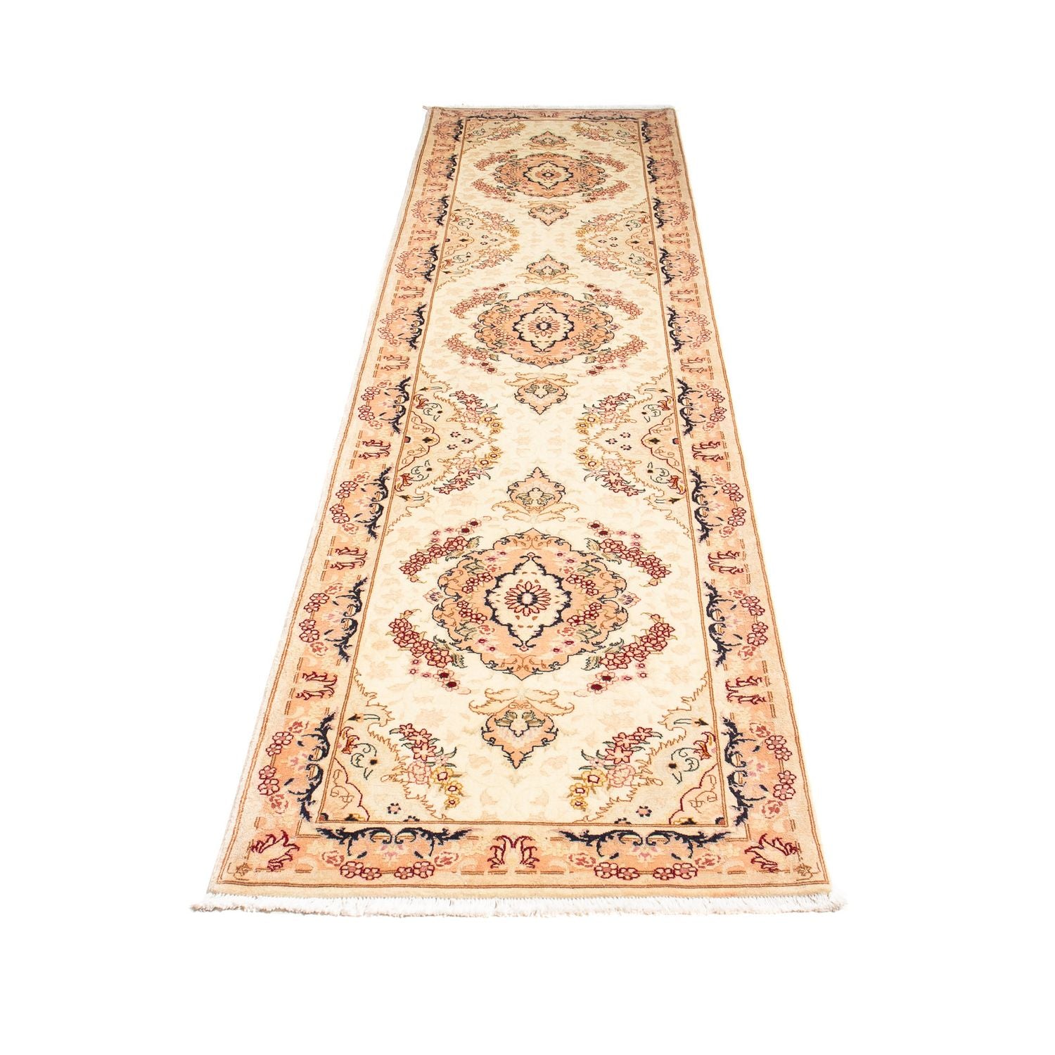 Løber Persisk tæppe - Tabriz - Royal - 306 x 74 cm - beige