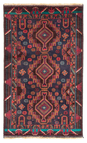 Løber Baluch-tæppe - 194 x 108 cm - mørkerød