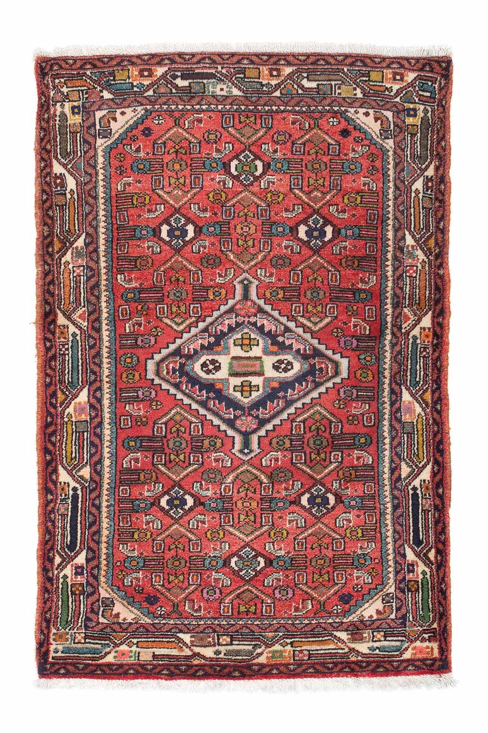 Persisk tæppe - Nomadisk - 103 x 83 cm - rød
