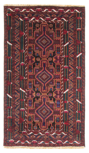 Løber Baluch-tæppe - 190 x 106 cm - mørkerød