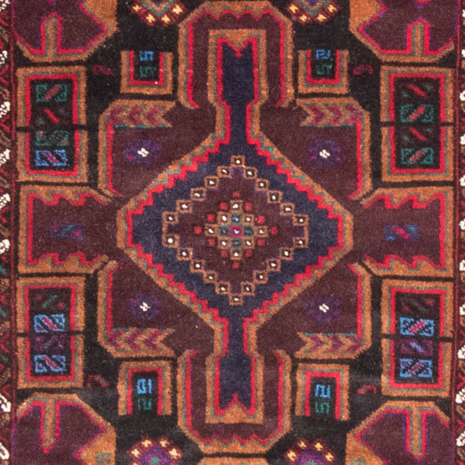 Løber Baluch-tæppe - 190 x 106 cm - mørkerød
