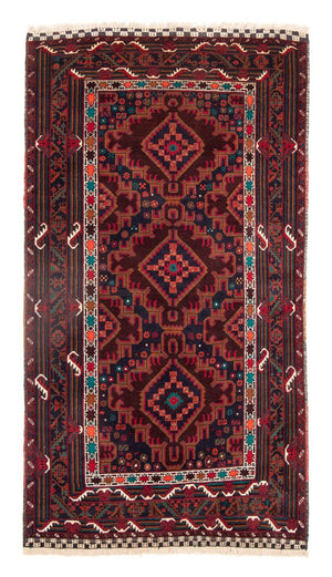 Løber Baluch-tæppe - 197 x 105 cm - mørkerød