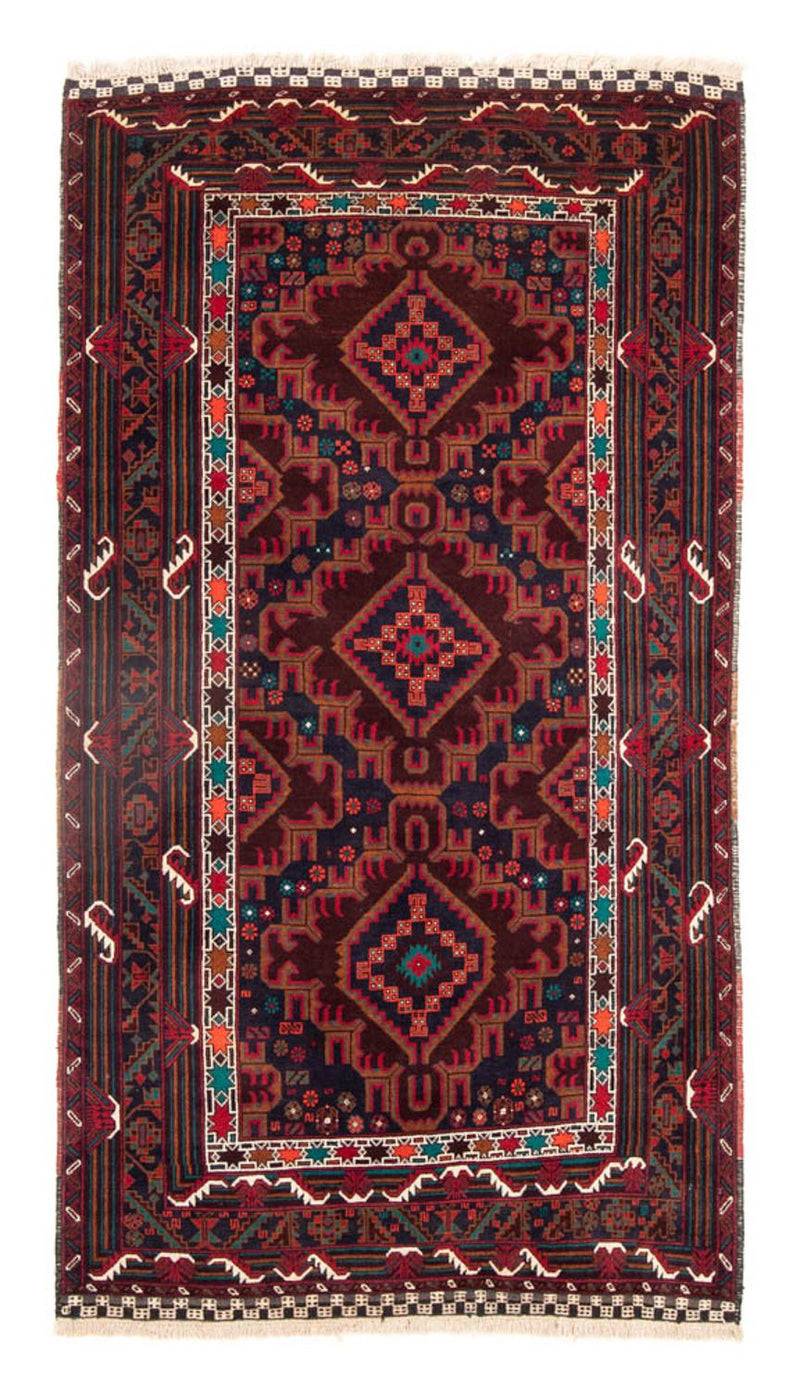Løber Baluch-tæppe - 197 x 105 cm - mørkerød