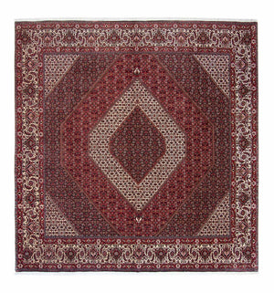 Persisk tæppe - Bijar firkantet  - 300 x 300 cm - mørkerød