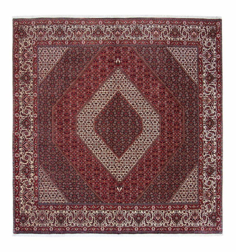 Persisk tæppe - Bijar firkantet  - 300 x 300 cm - mørkerød