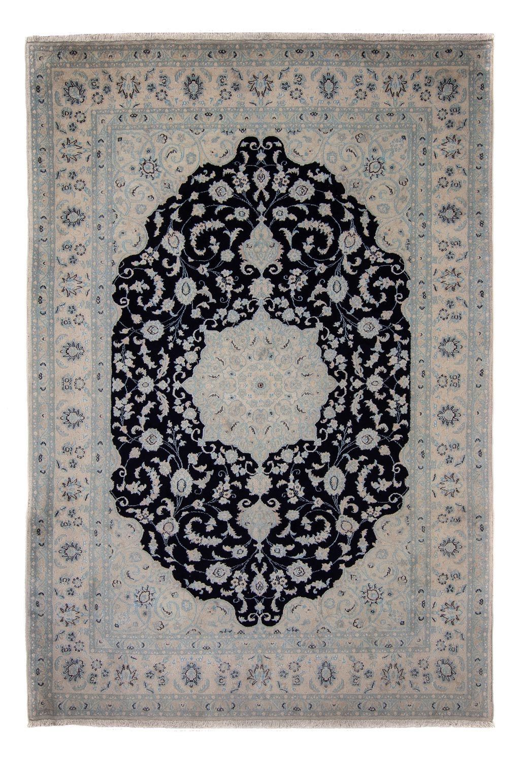Persisk tæppe - Nain - 352 x 253 cm - mørkeblå