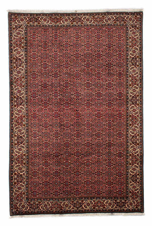 Persisk tæppe - Bijar - 300 x 200 cm - mørkerød