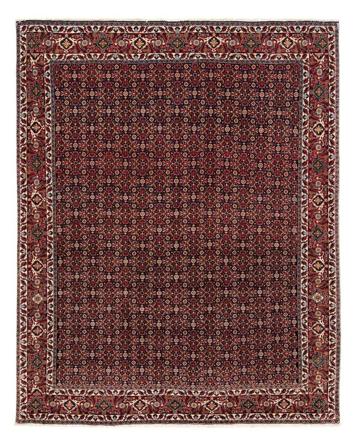 Persisk tæppe - Bijar - 248 x 205 cm - mørkerød