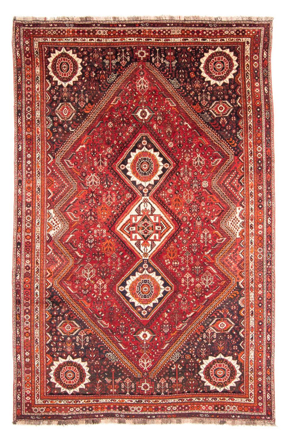 Persisk tæppe - Nomadisk - 328 x 215 cm - mørkerød