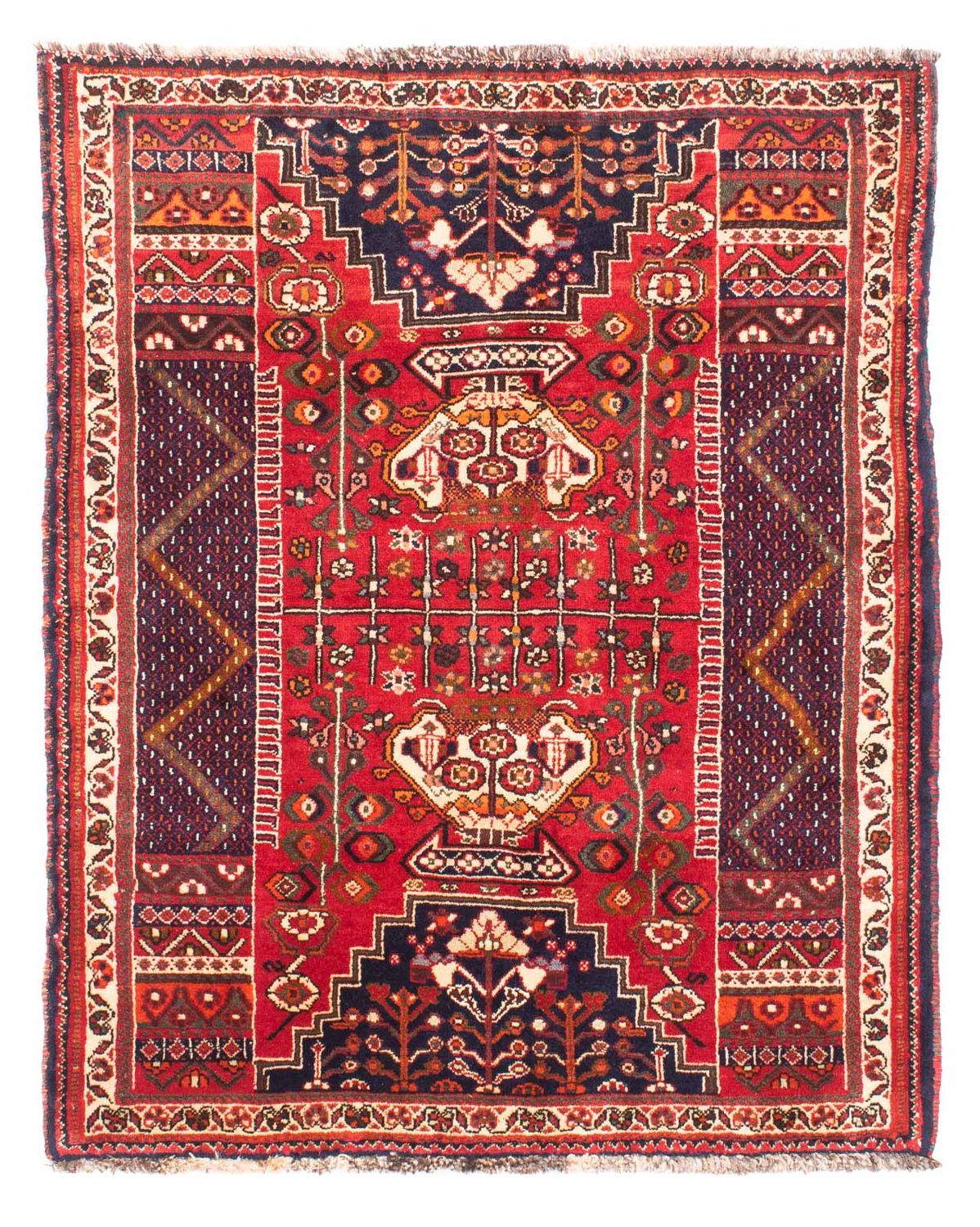 Persisk tæppe - Nomadisk - 135 x 107 cm - mørkerød