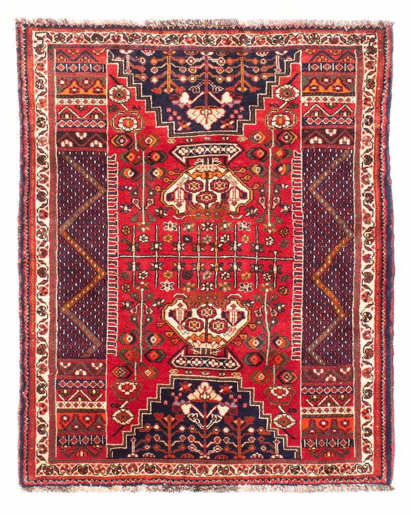 Persisk tæppe - Nomadisk - 135 x 107 cm - mørkerød