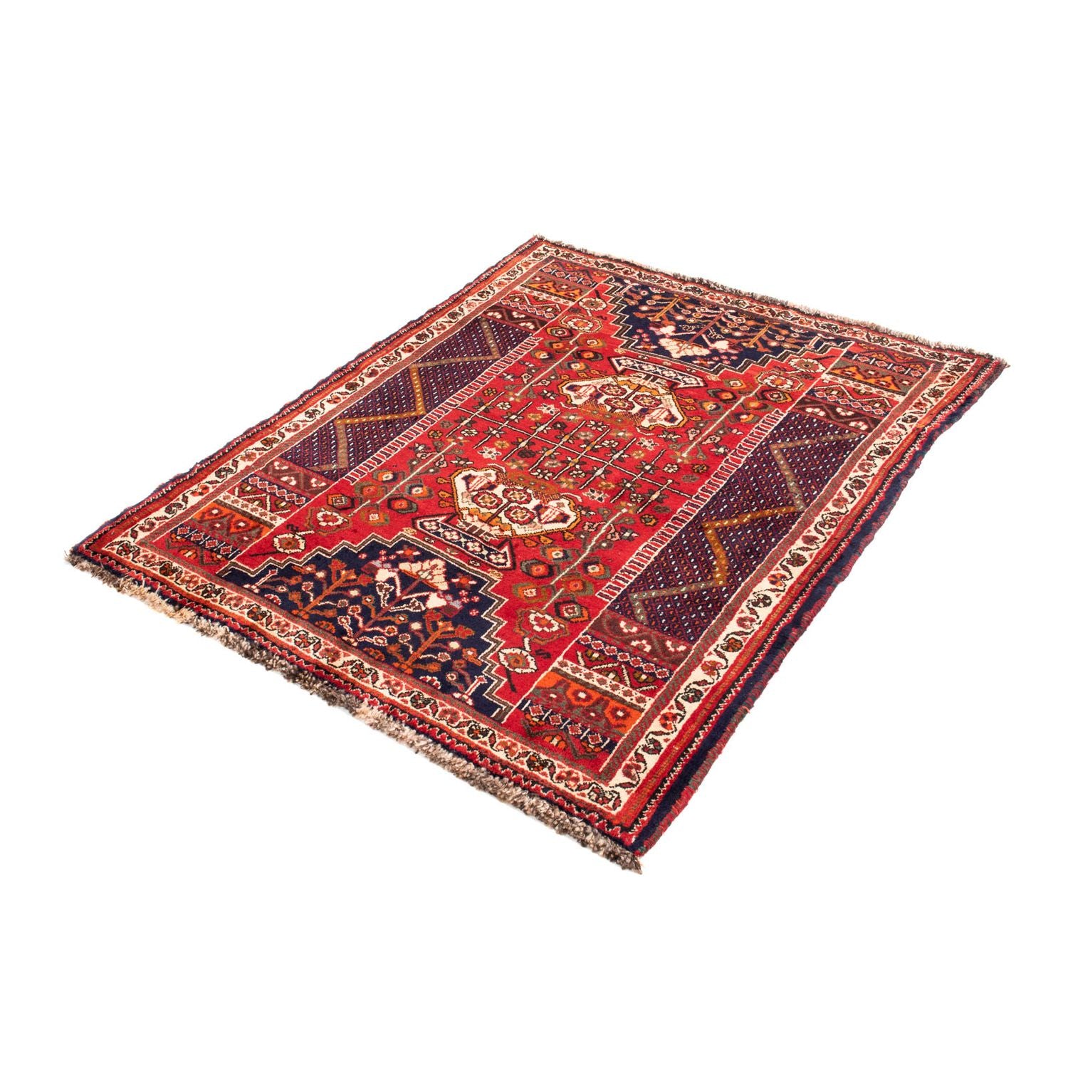 Persisk tæppe - Nomadisk - 135 x 107 cm - mørkerød