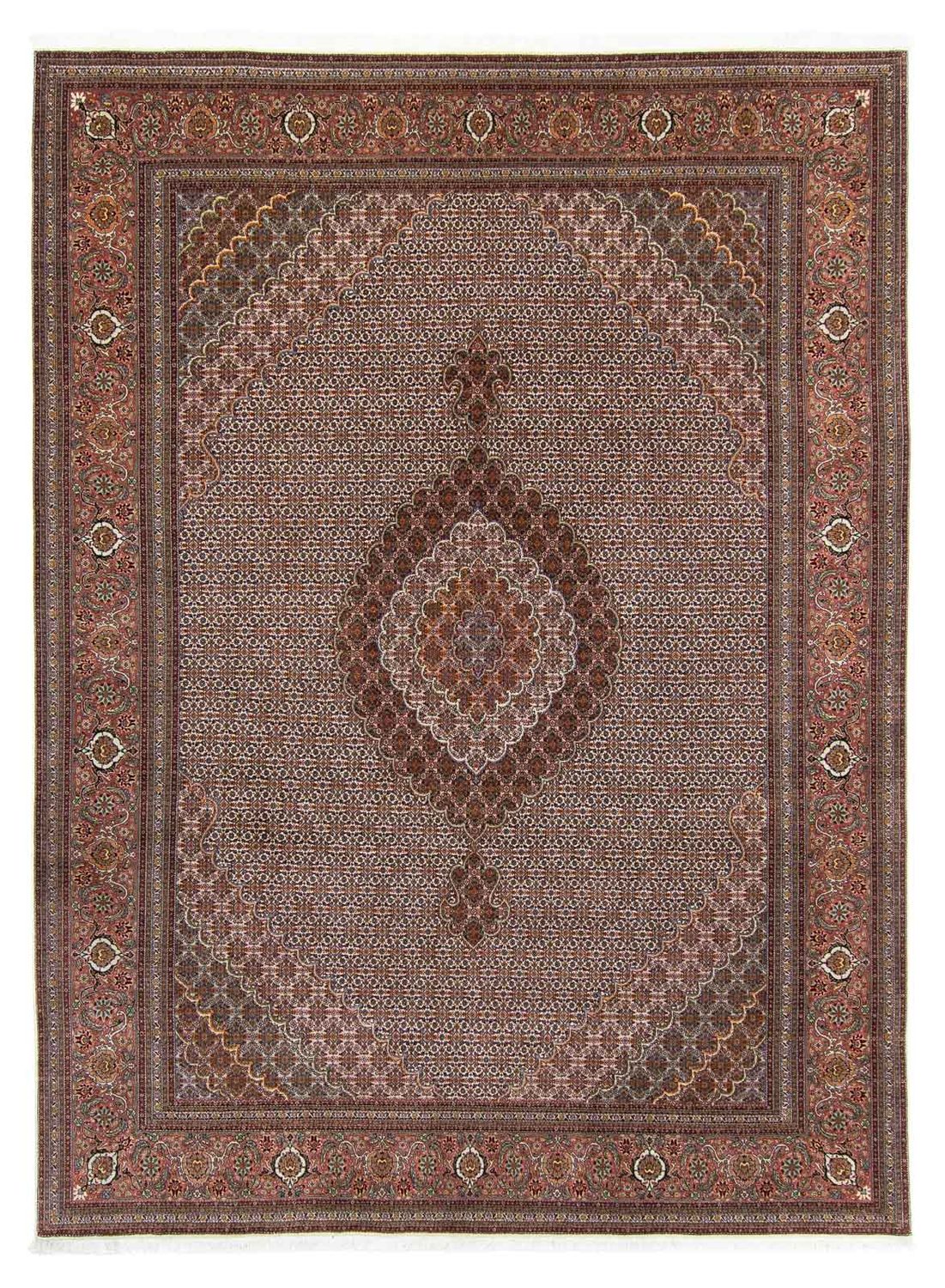 Persisk tæppe - Tabriz - 341 x 251 cm - mørkebrun