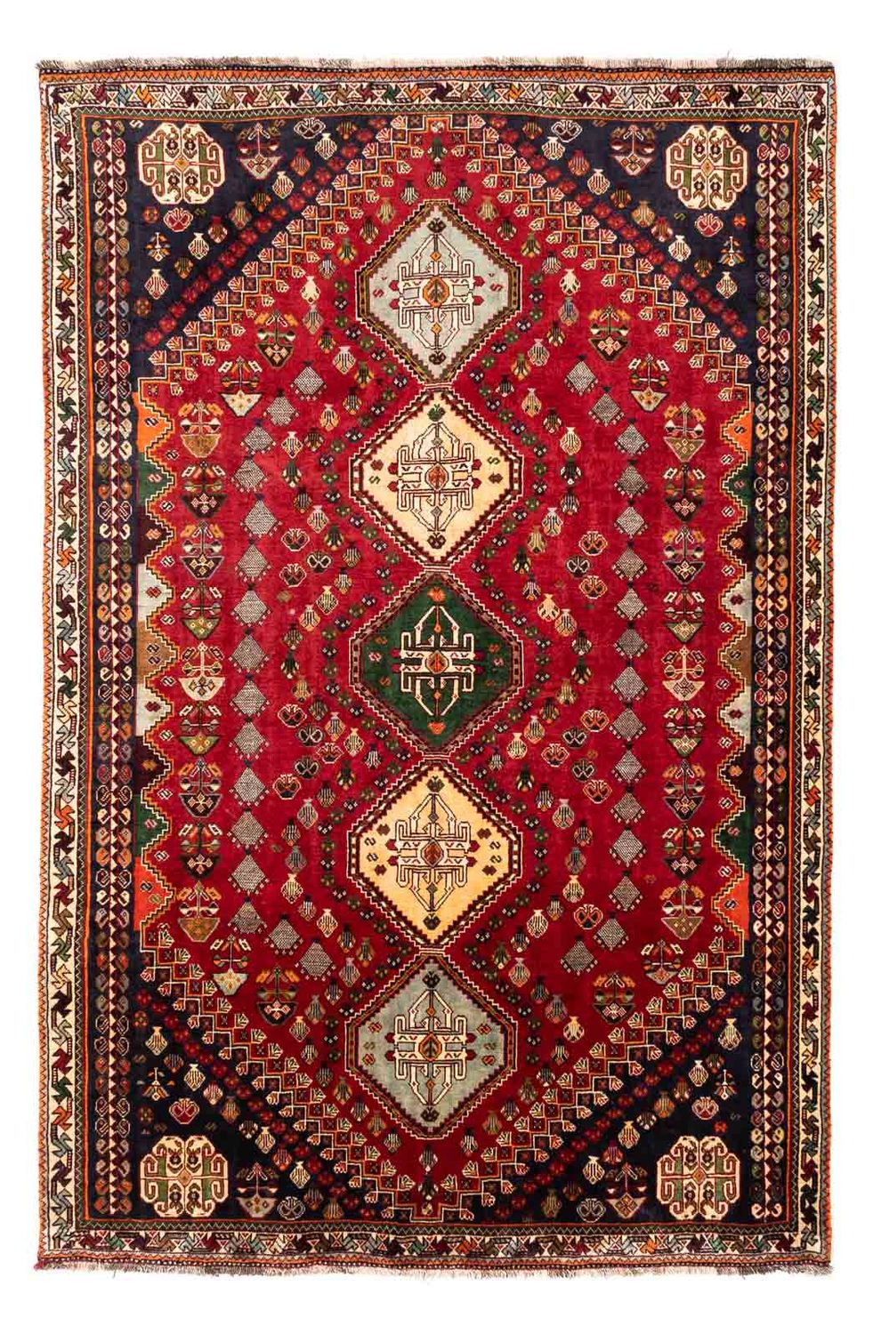 Persisk tæppe - Nomadisk - 258 x 175 cm - mørkerød