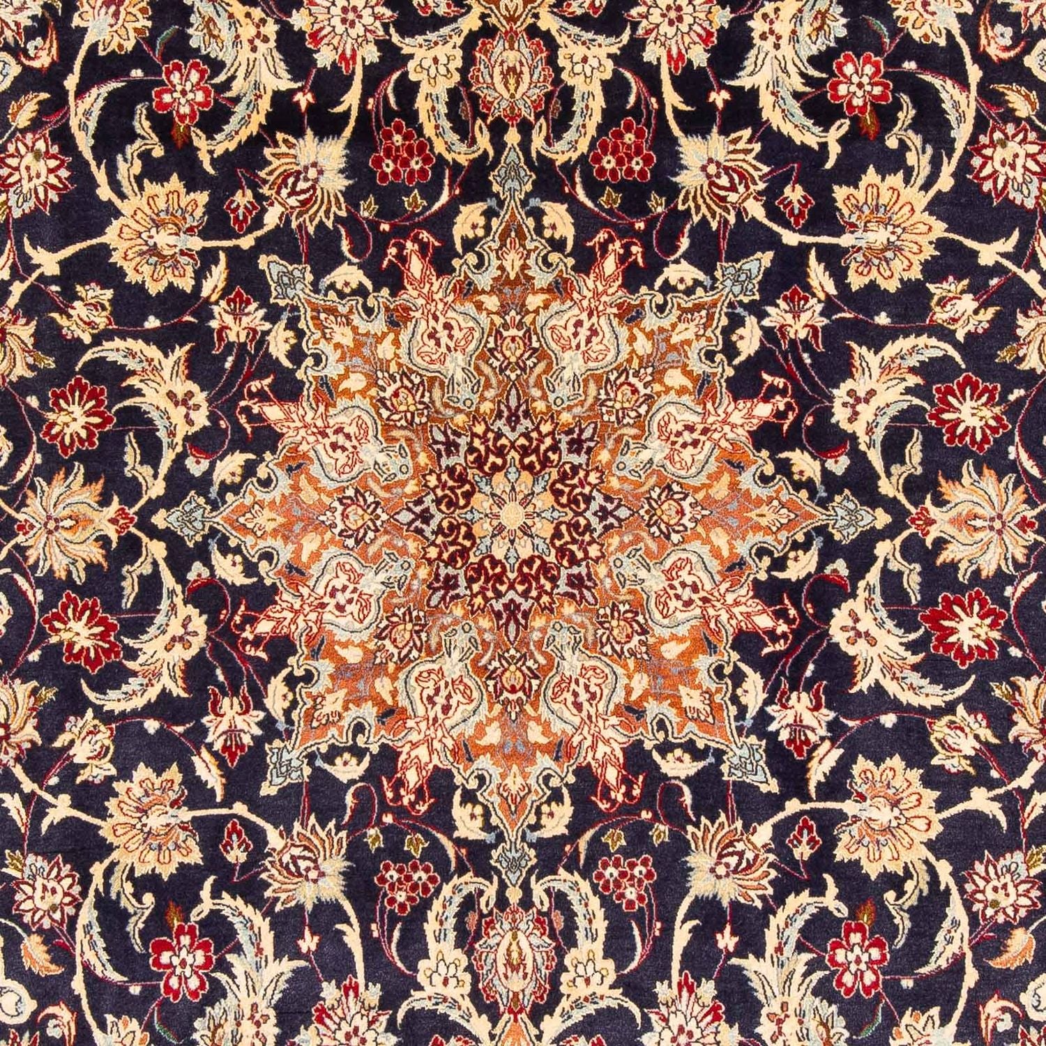 Persisk tæppe - Isfahan - Premium - 327 x 202 cm - mørkeblå