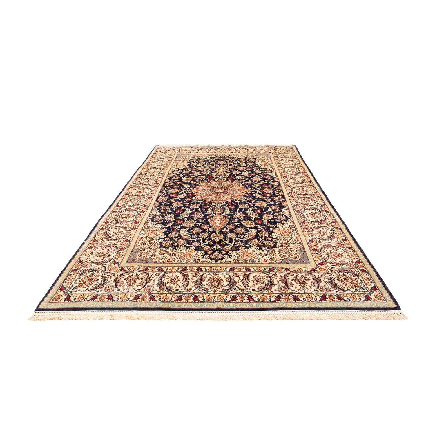 Persisk tæppe - Isfahan - Premium - 327 x 202 cm - mørkeblå