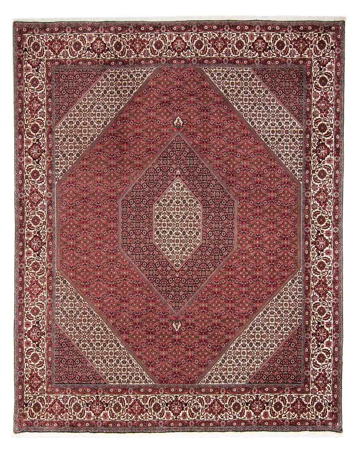 Persisk tæppe - Bijar - 295 x 251 cm - mørkerød