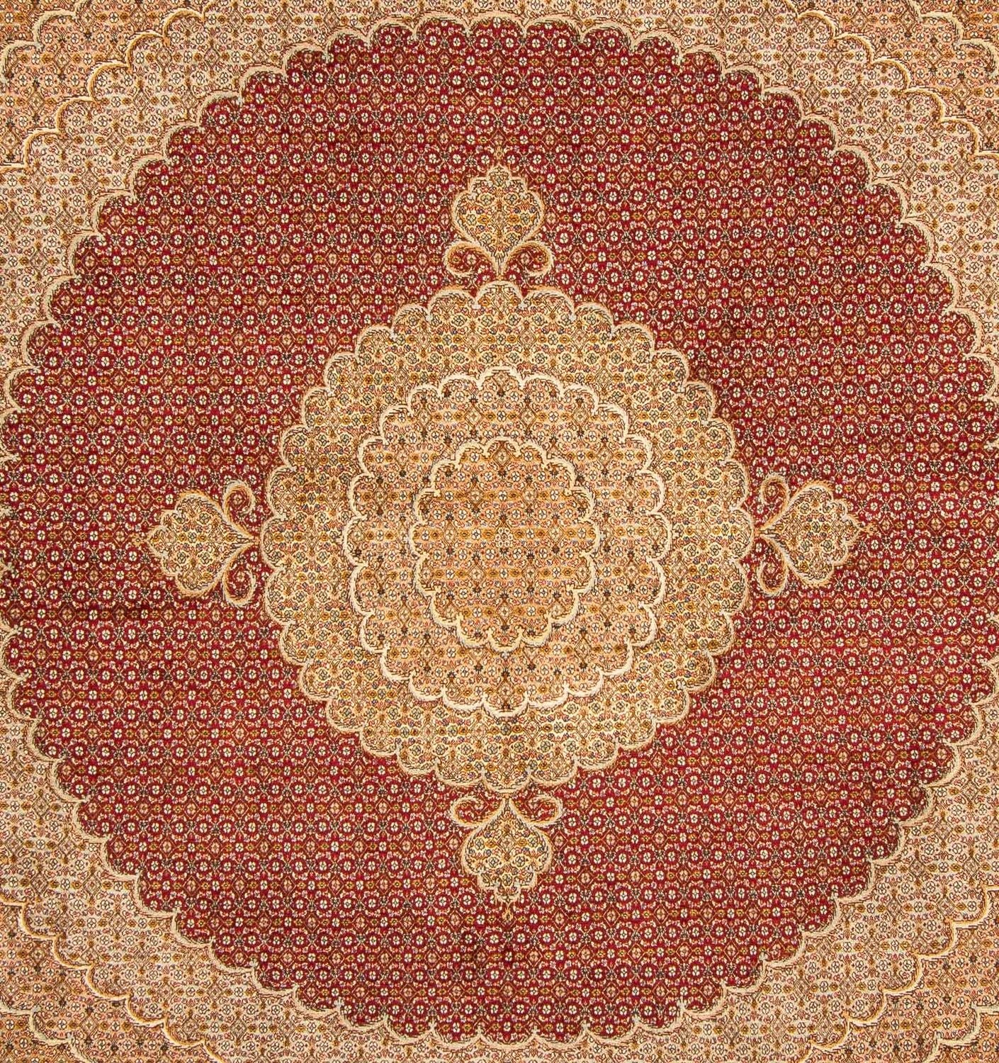 Persisk tæppe - Tabriz firkantet  - 248 x 246 cm - mørkerød