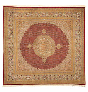Persisk tæppe - Tabriz firkantet  - 251 x 247 cm - mørkerød