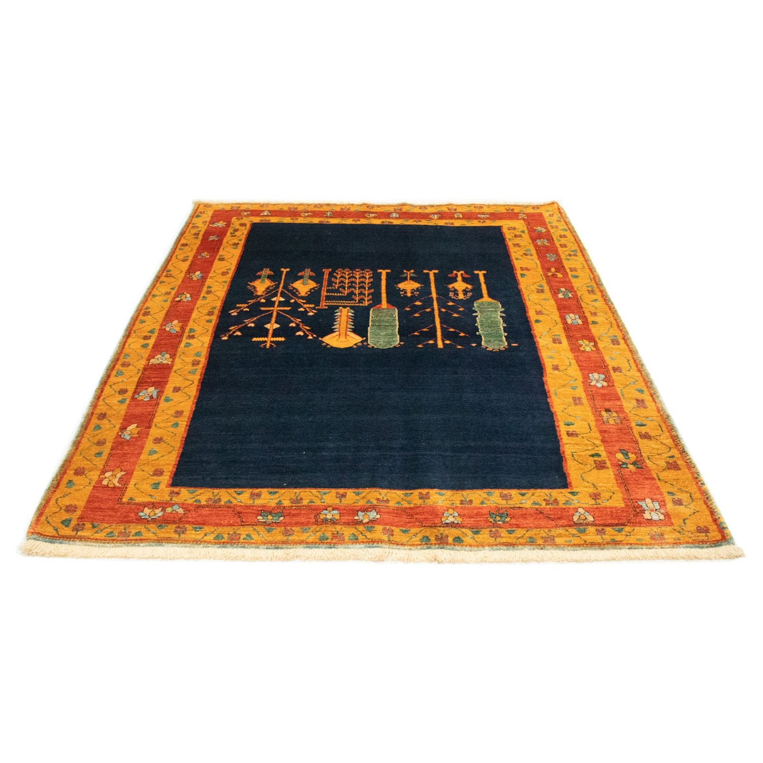 Gabbeh Tæppe - Loribaft Persisk - 210 x 168 cm - mørkeblå