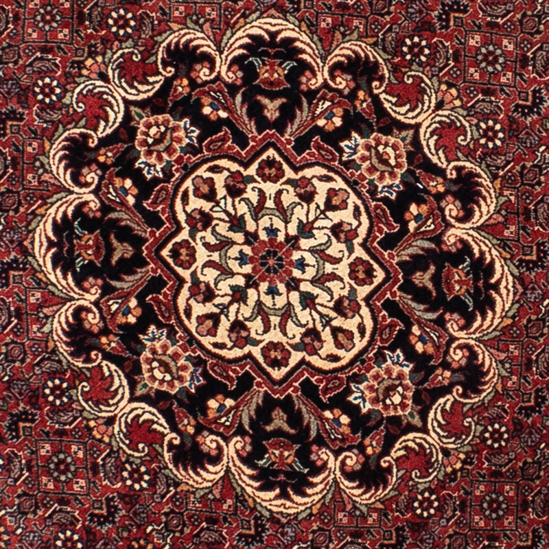 Persisk tæppe - Bijar rundt  - 150 x 150 cm - mørkerød