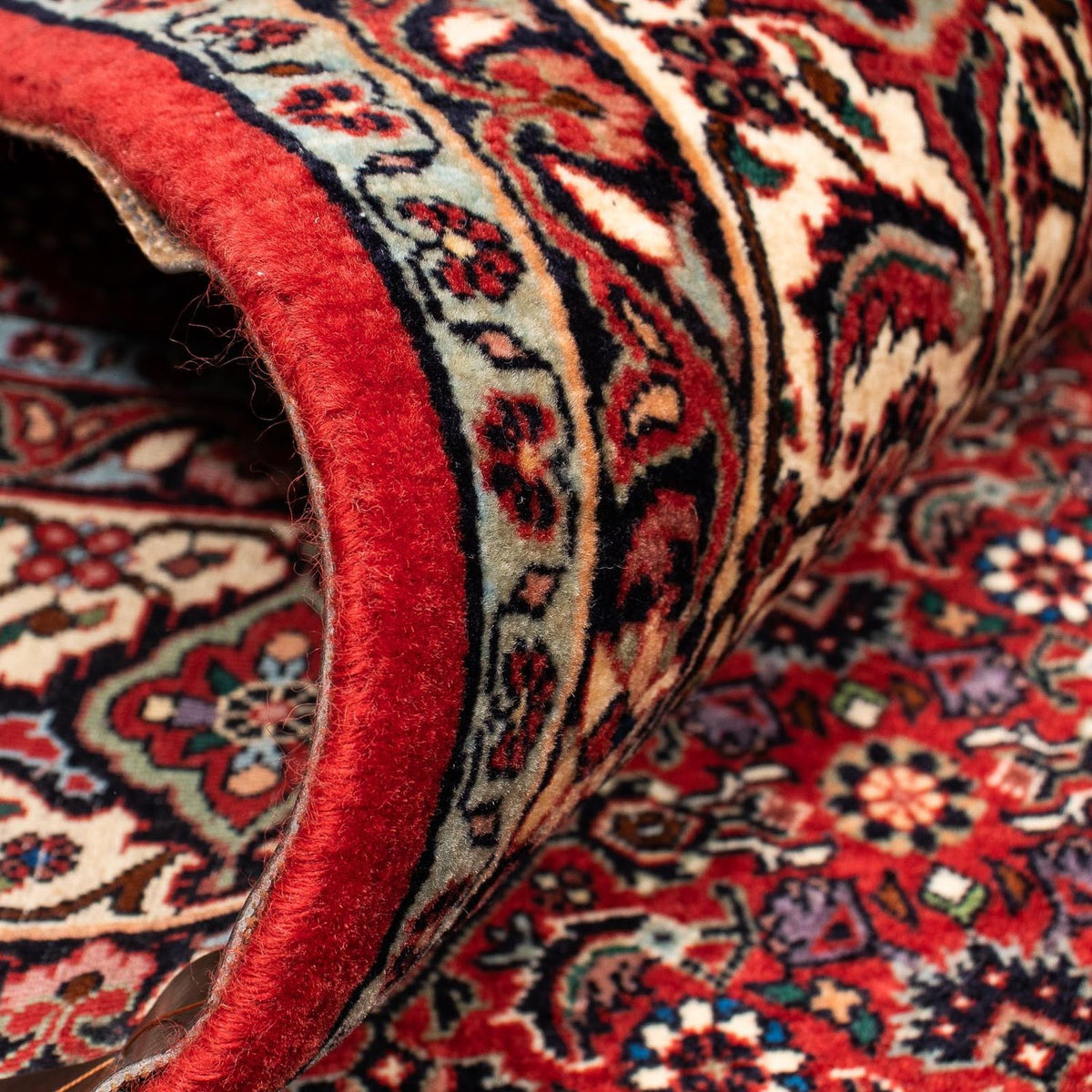 Persisk tæppe - Bijar firkantet  - 207 x 200 cm - mørkerød