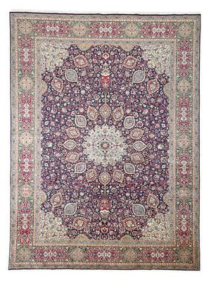 Persisk tæppe - Tabriz - Royal - 401 x 300 cm - mørkeblå