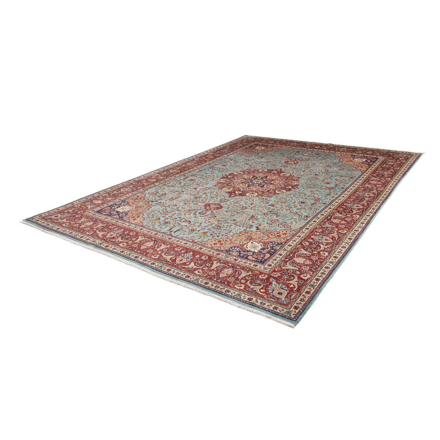 Persisk tæppe - Tabriz - Royal - 350 x 248 cm - turkis