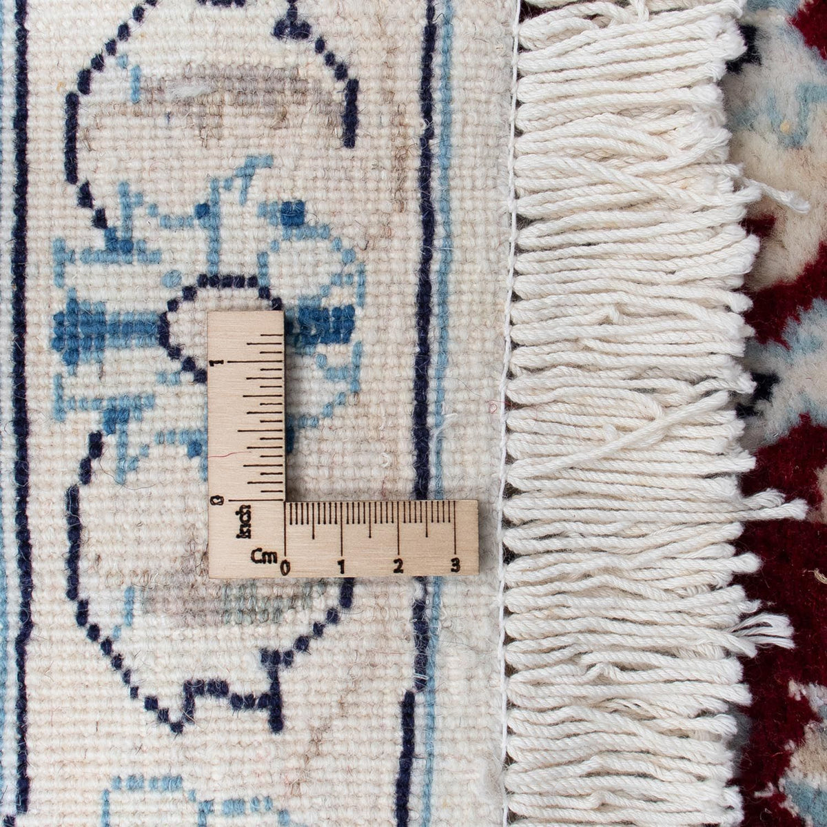 Persisk tæppe - Nain rundt  - 297 x 297 cm - mørkerød