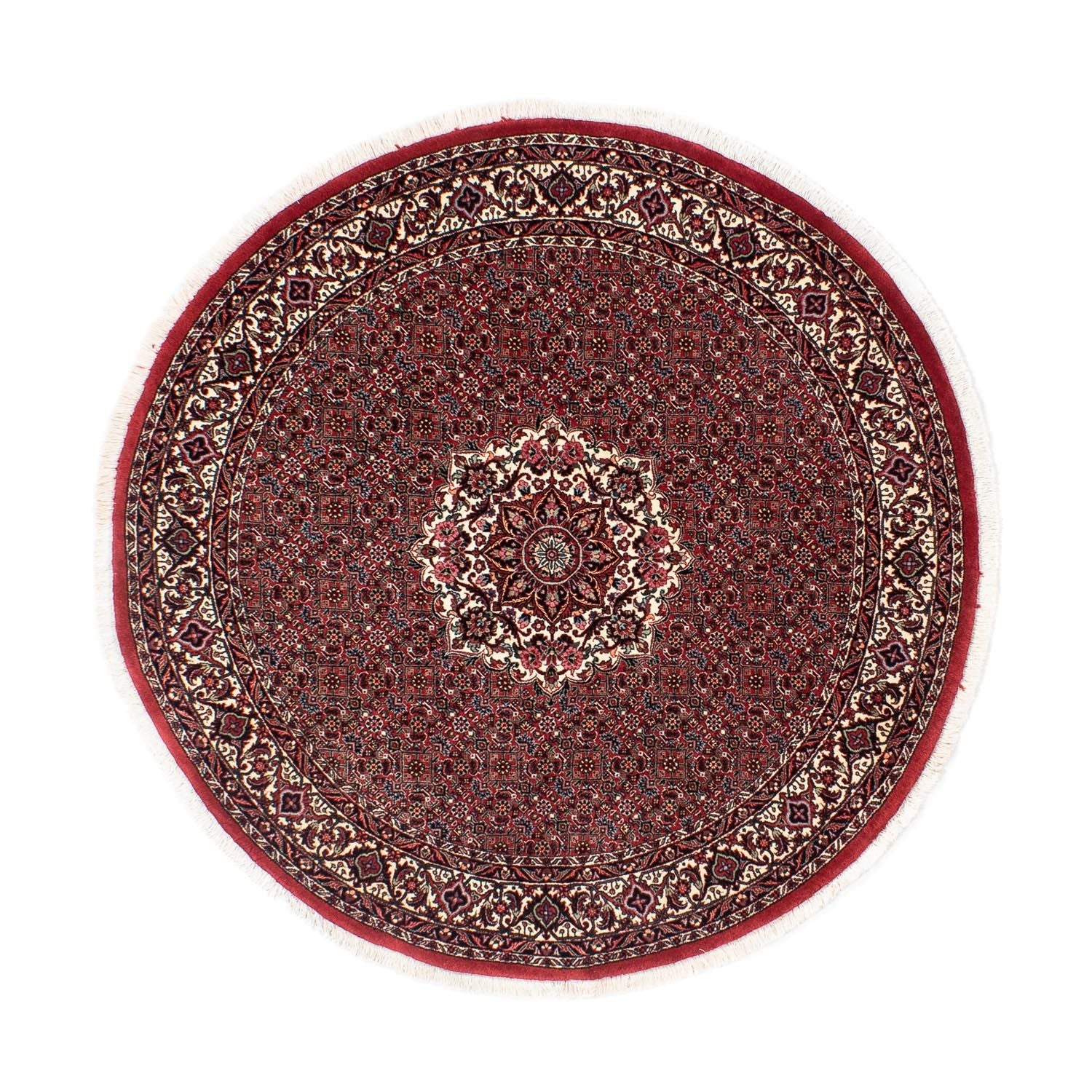 Persisk tæppe - Bijar rundt  - 155 x 155 cm - mørkerød