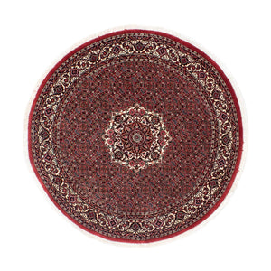 Persisk tæppe - Bijar rundt  - 155 x 155 cm - mørkerød