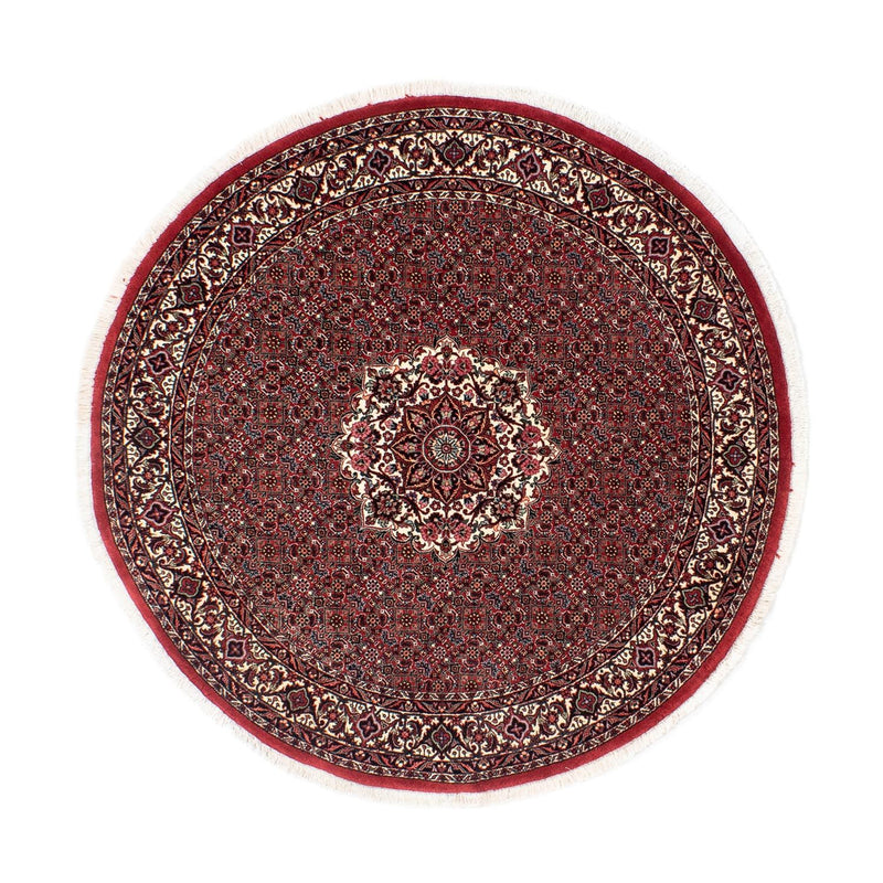 Persisk tæppe - Bijar rundt  - 155 x 155 cm - mørkerød