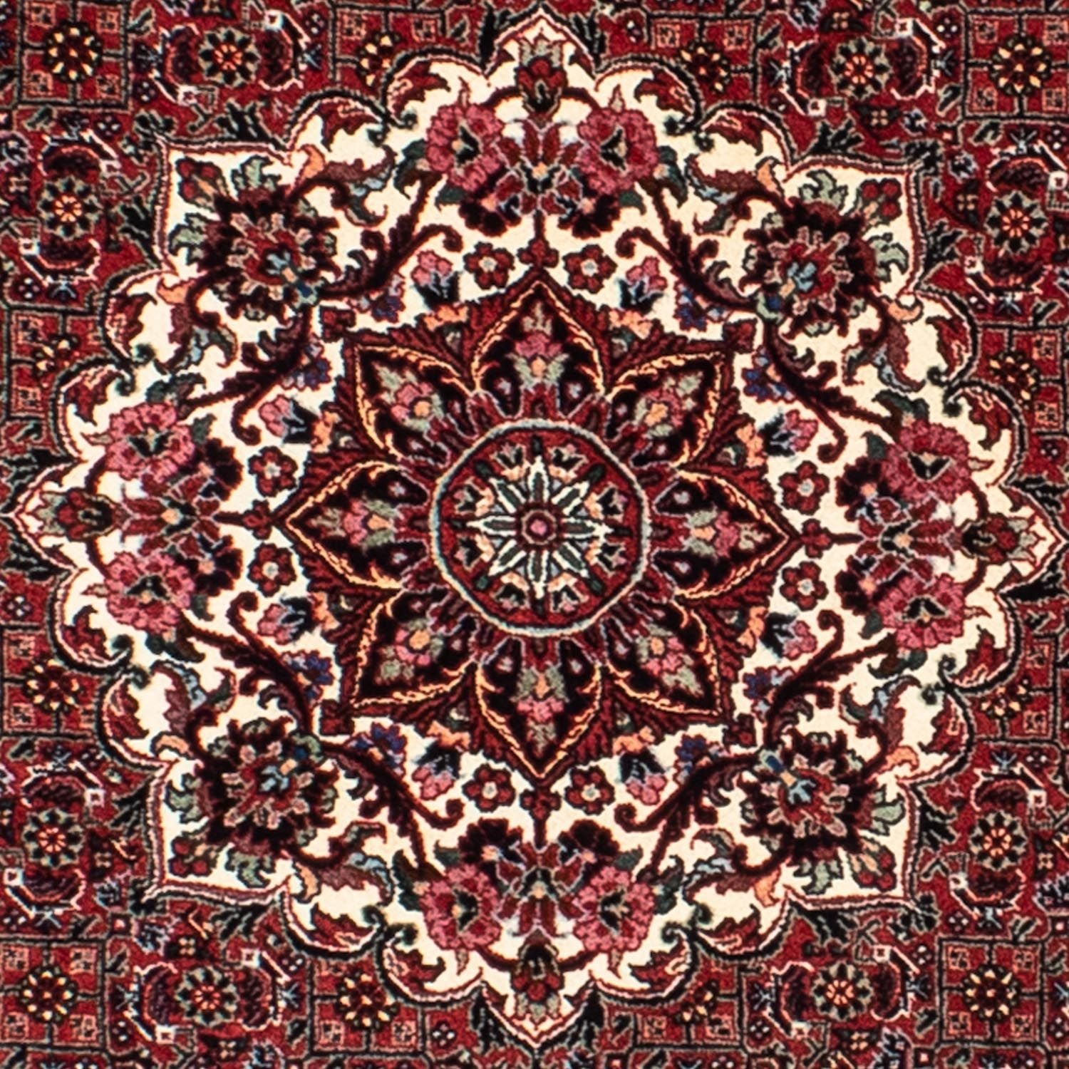 Persisk tæppe - Bijar rundt  - 155 x 155 cm - mørkerød