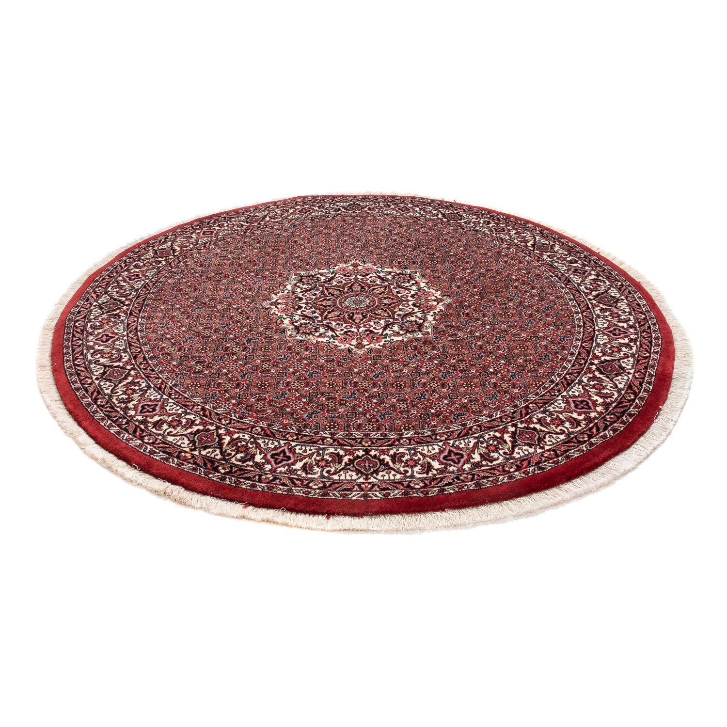 Persisk tæppe - Bijar rundt  - 155 x 155 cm - mørkerød