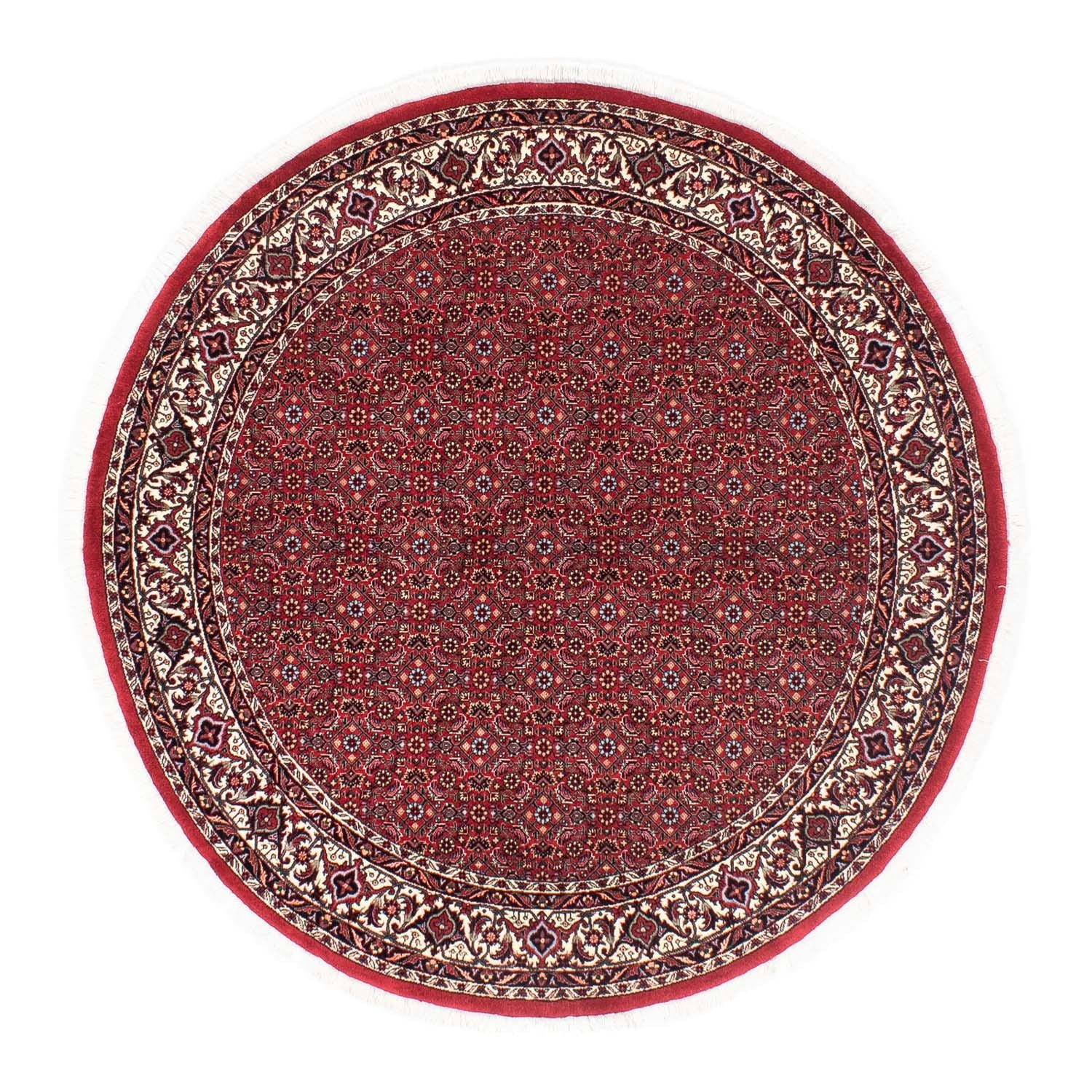 Persisk tæppe - Bijar rundt  - 150 x 150 cm - mørkerød