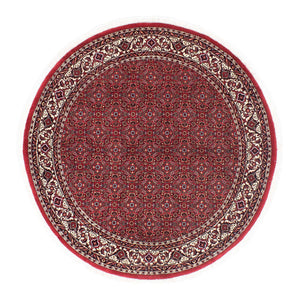 Persisk tæppe - Bijar rundt  - 150 x 150 cm - mørkerød