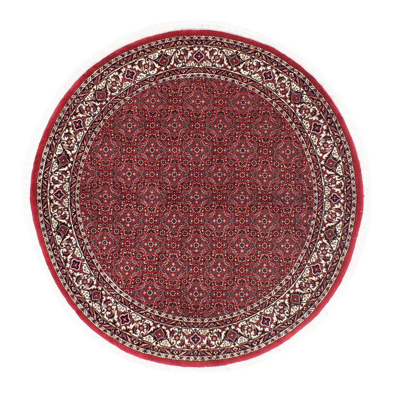 Persisk tæppe - Bijar rundt  - 150 x 150 cm - mørkerød