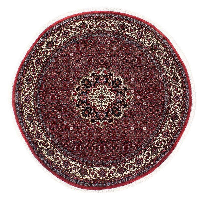 Persisk tæppe - Bijar rundt  - 150 x 150 cm - mørkerød