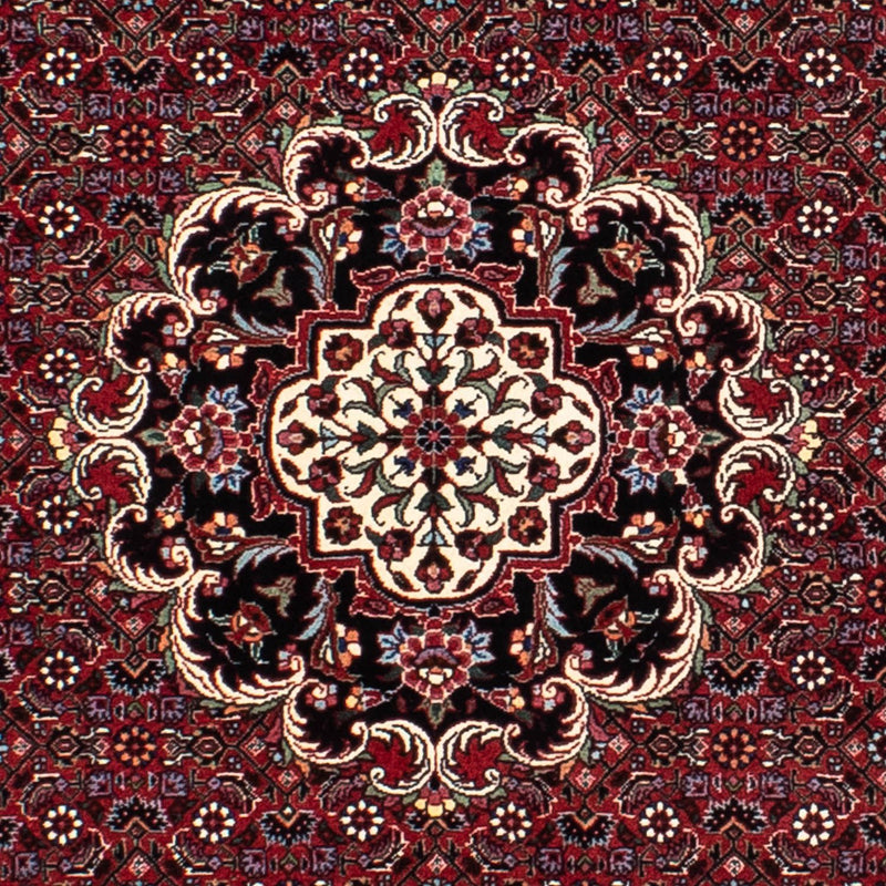 Persisk tæppe - Bijar rundt  - 150 x 150 cm - mørkerød