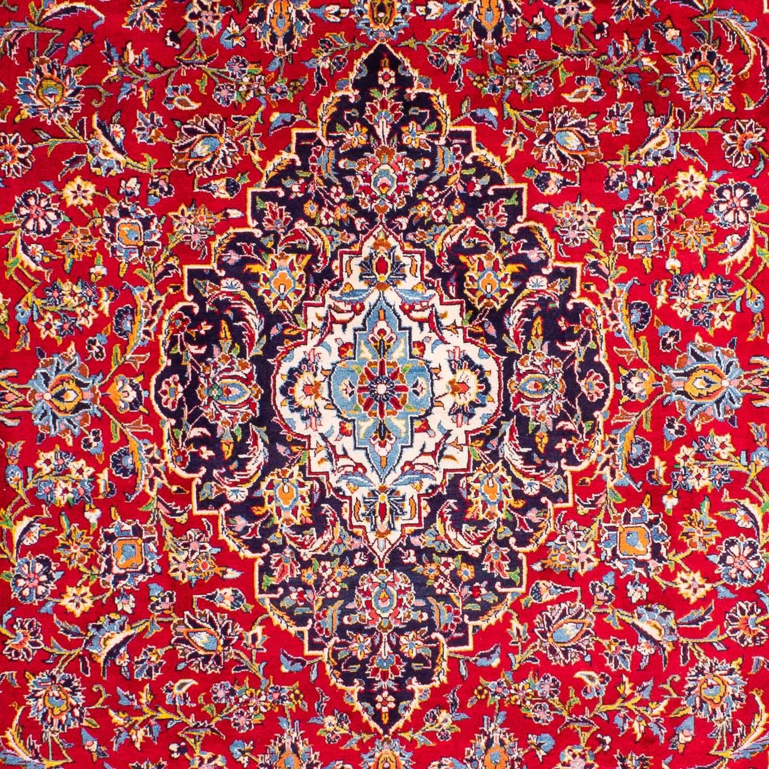 Persisk tæppe - Keshan - 386 x 252 cm - mørkerød