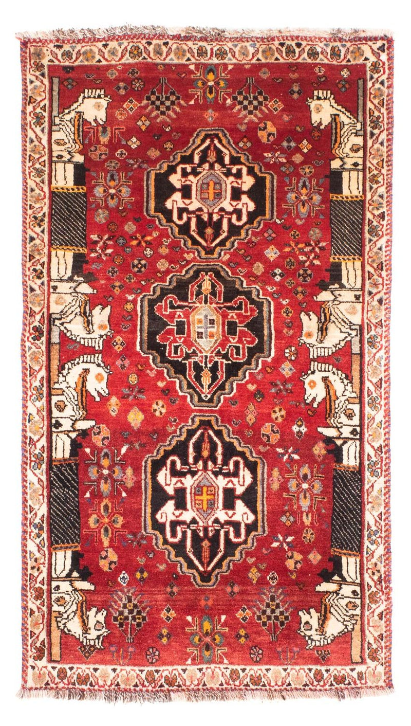 Persisk tæppe - Nomadisk - 148 x 81 cm - mørkerød