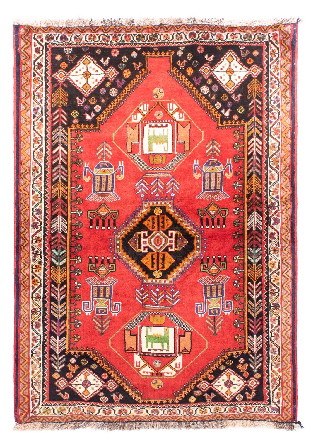 Persisk tæppe - Nomadisk - 165 x 118 cm - mørkerød