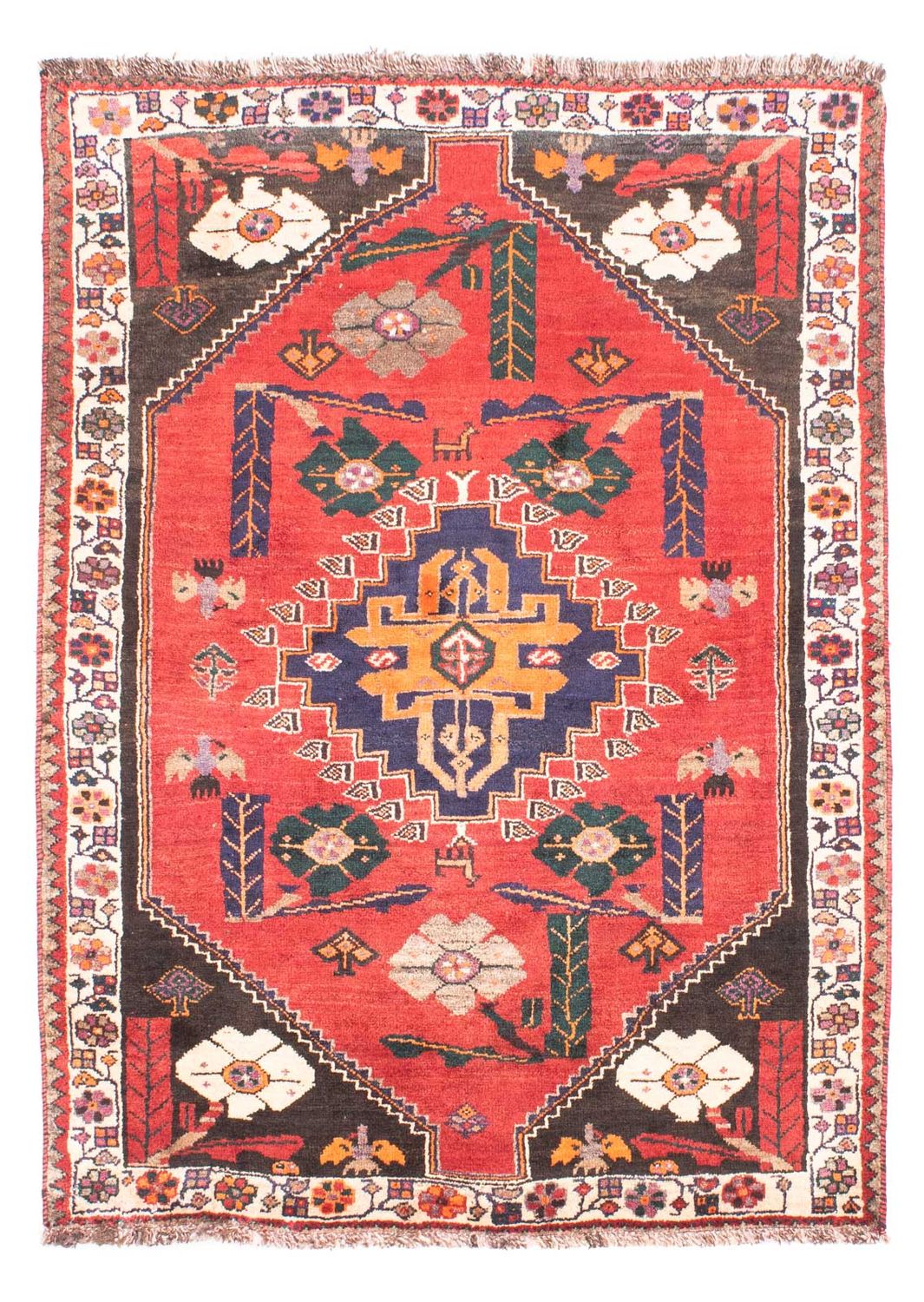 Persisk tæppe - Nomadisk - 160 x 110 cm - mørkerød