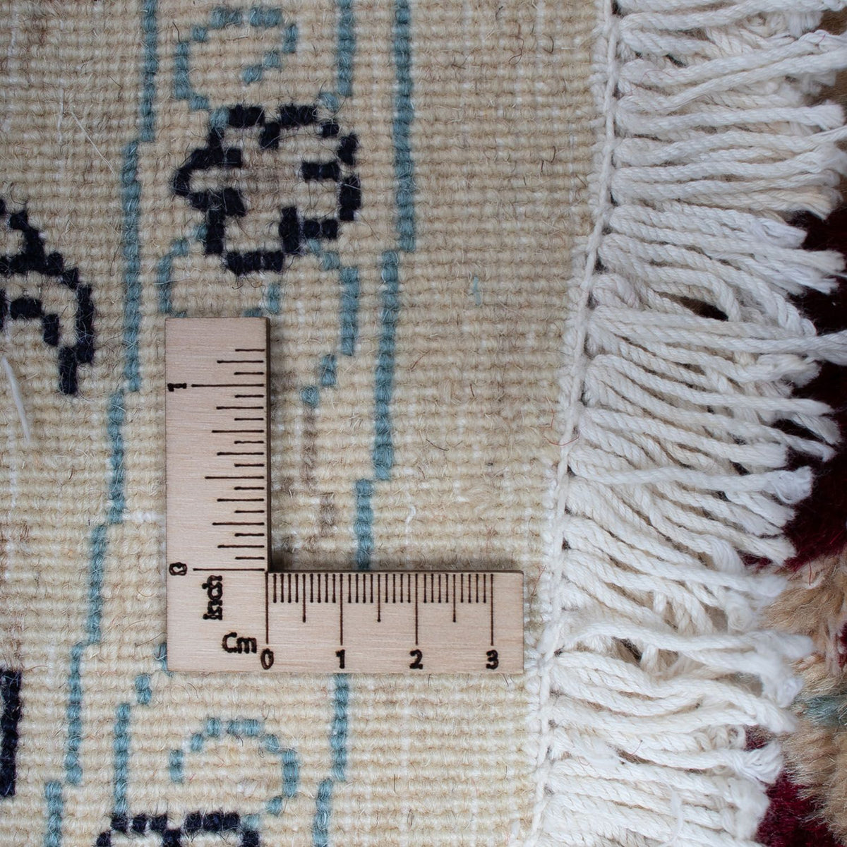 Persisk tæppe - Nain rundt  - 295 x 295 cm - mørkerød