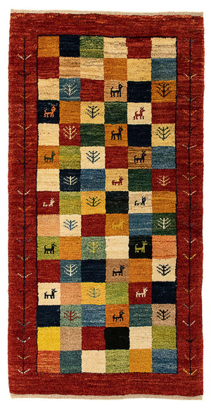 Gabbeh-tæppe - Persisk - 136 x 72 cm - mørkerød