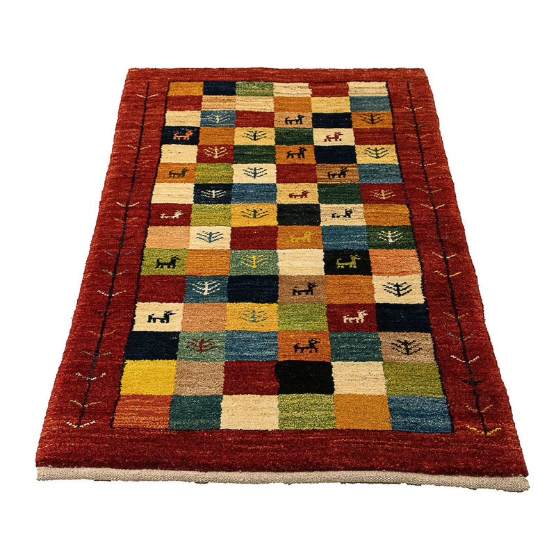 Gabbeh-tæppe - Persisk - 136 x 72 cm - mørkerød