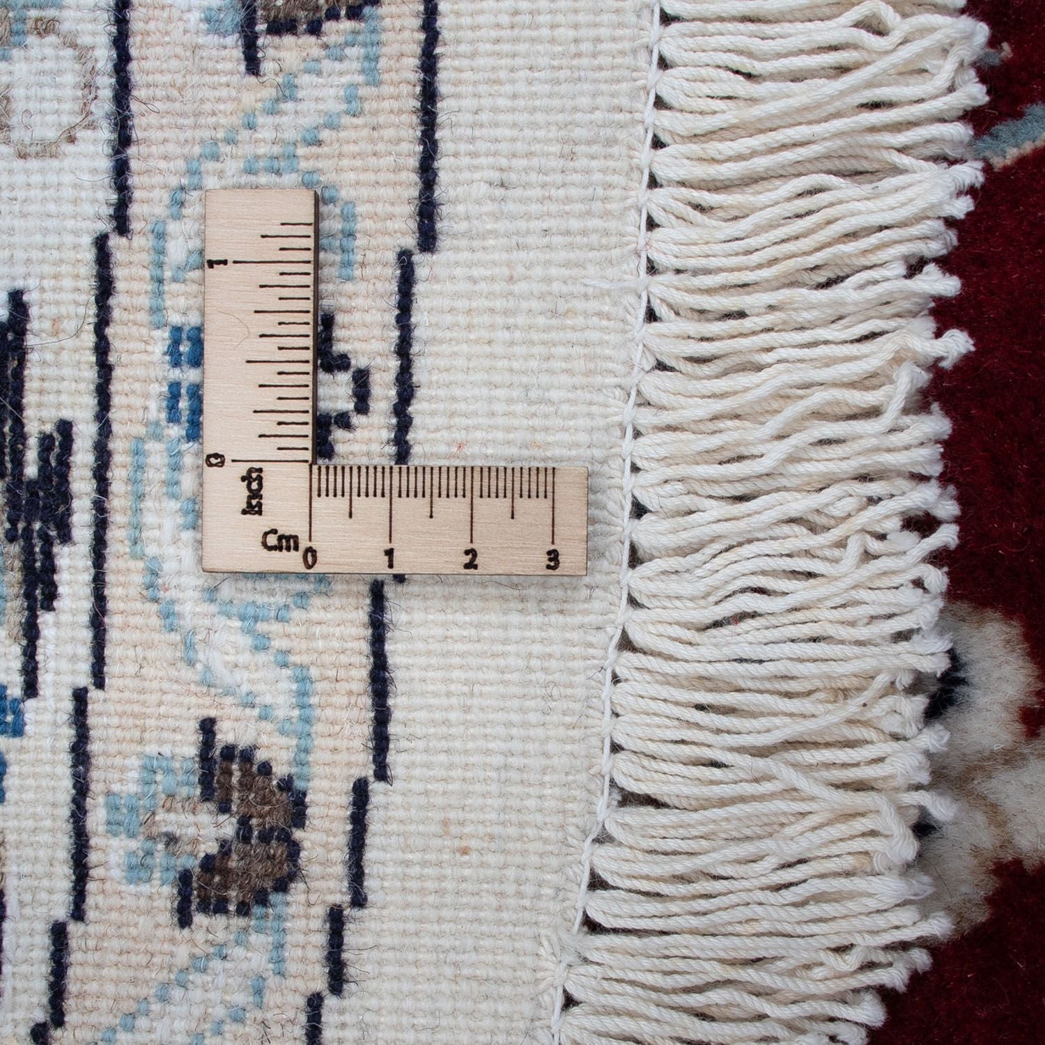 Persisk tæppe - Nain rundt  - 250 x 250 cm - mørkerød
