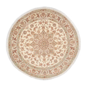 Persisk tæppe - Tabriz - Royal rundt  - 146 x 146 cm - beige